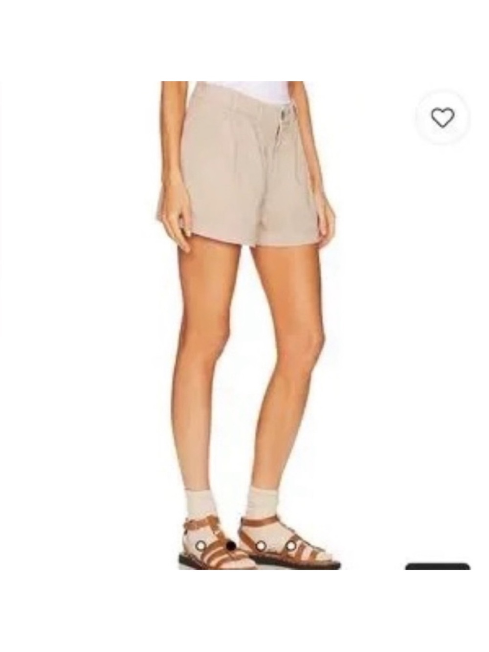 Free People Billie Chino Pleated High Rise Shorts Almond Milk Beige Size 12 New - Picture 5 of 10